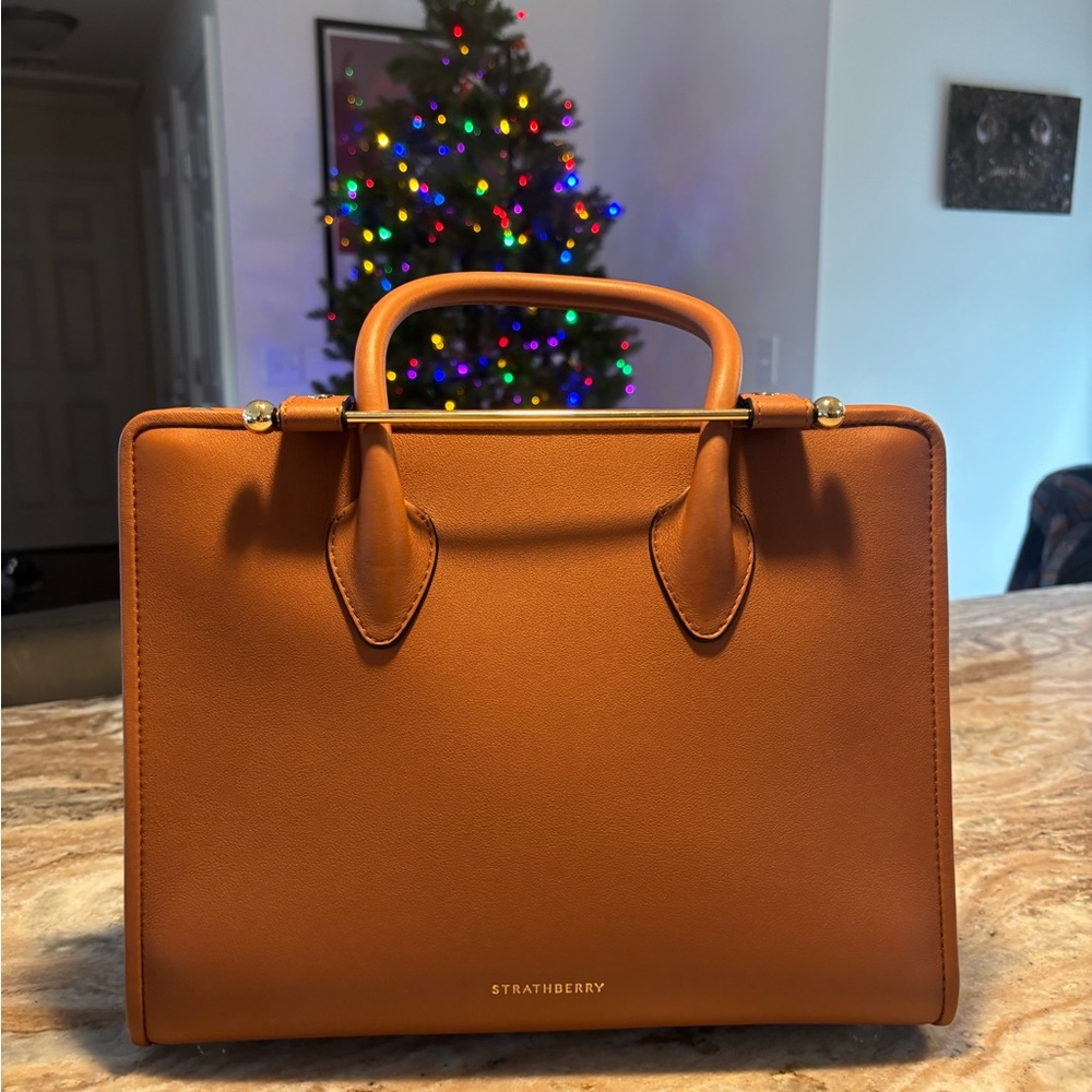 Strathberry Camel Leather Midi tote (NWOT, retail $875)